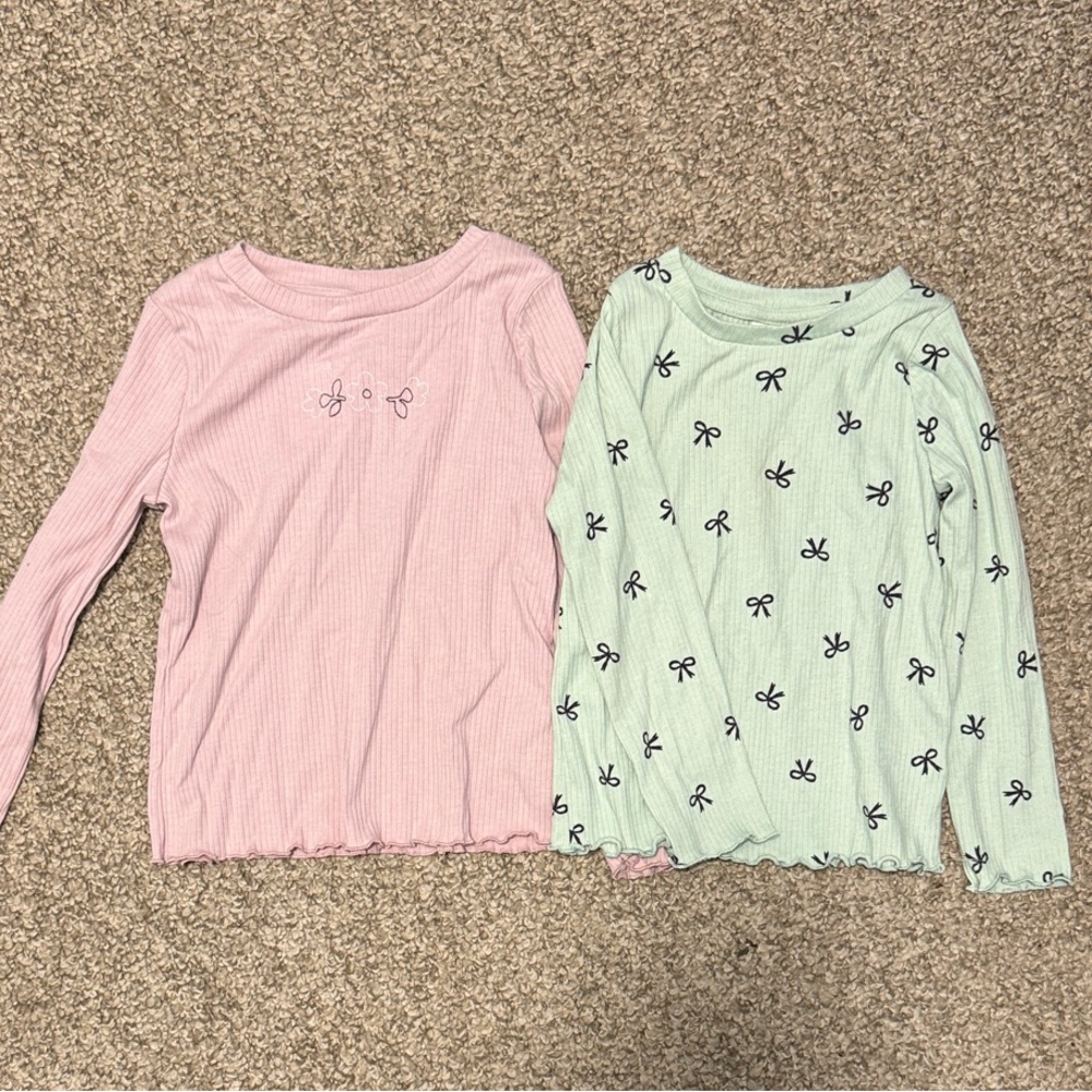 Cat & Jack Pink and Mint Long Sleeve Tees